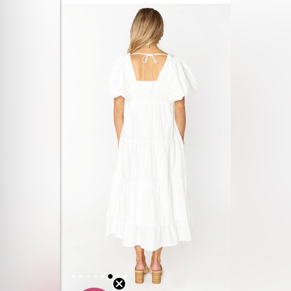 Show Me Your MuMu White Puff Sleeve Midi Dress - Picture 2 of 5